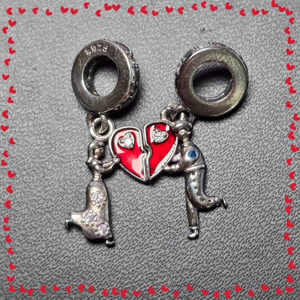 Couple Holding Heart Sterling Silver‎ Dual Charms (NWOT)